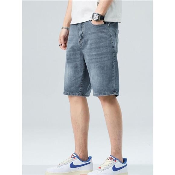 Men's Washed Denim Shorts with Pockets - Picture 3 of 6